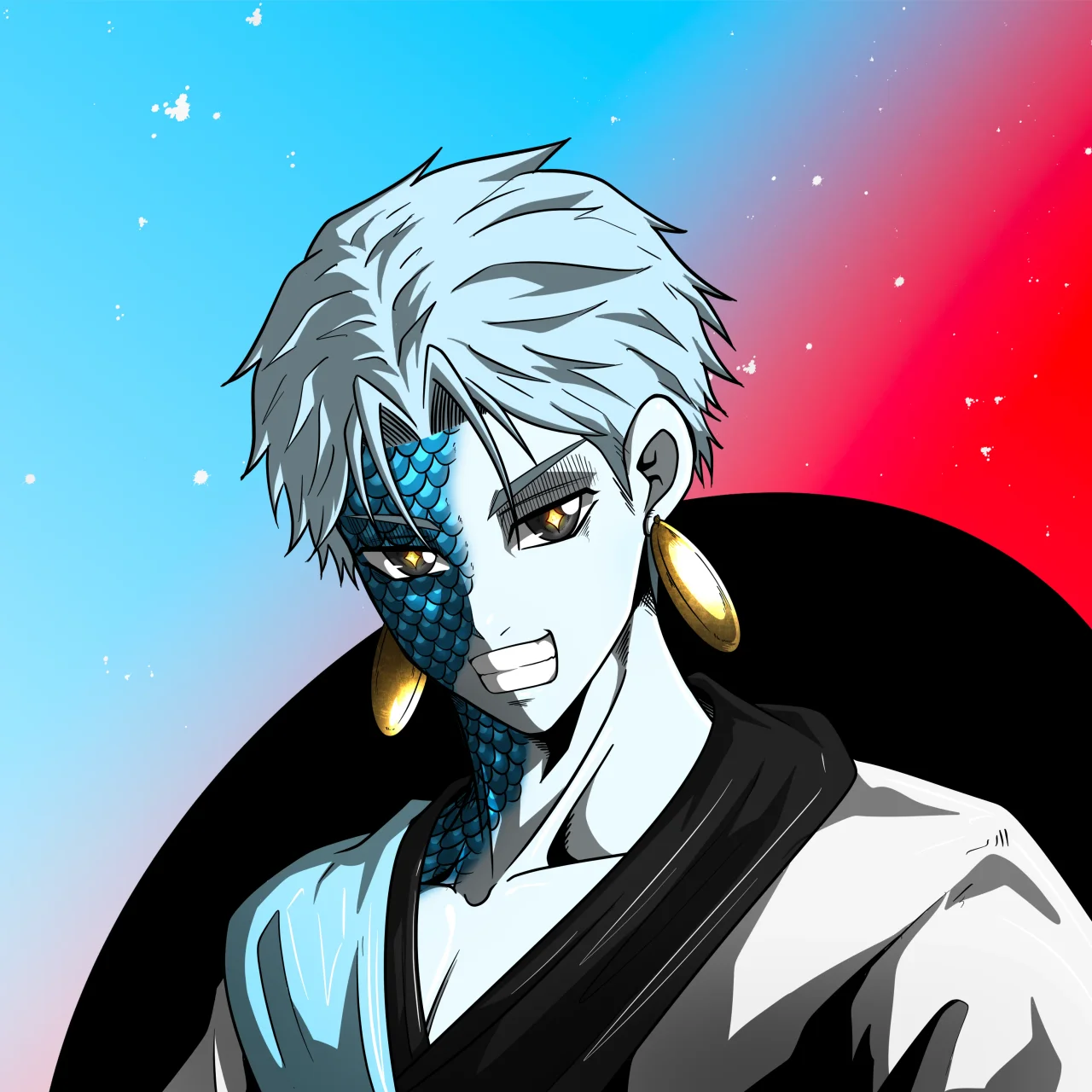 ALIEN #794. Alienzone digital collectible artwork. Eyes: Myôri; Hair: Ikemen; Mark: Shinrin.