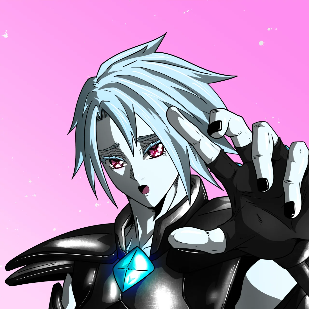 ALIEN #797. Alienzone digital collectible artwork. Eyes: Shinmoku; Hair: Akuma; Mark: None.