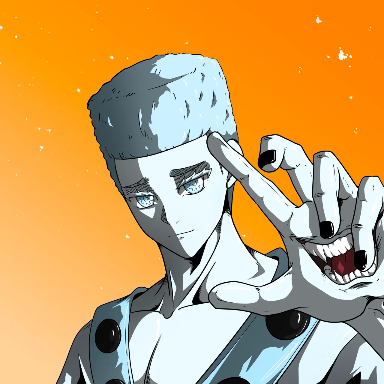 ALIEN #8. Alienzone digital collectible artwork. Eyes: Jûtenteki; Hair: Shikakui; Mark: None.