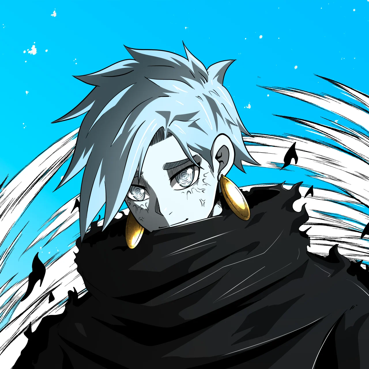 ALIEN #80. Illustration du NFT Alienzone. Eyes: Konran; Hair: Migime; Mark: Kekkan.