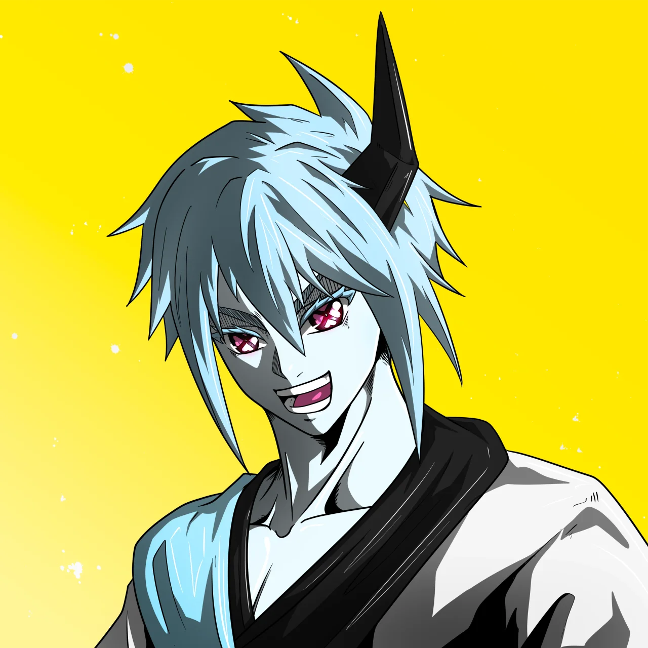 ALIEN #801. Illustration du NFT Alienzone. Eyes: Shinmoku; Hair: Ôben; Mark: None.