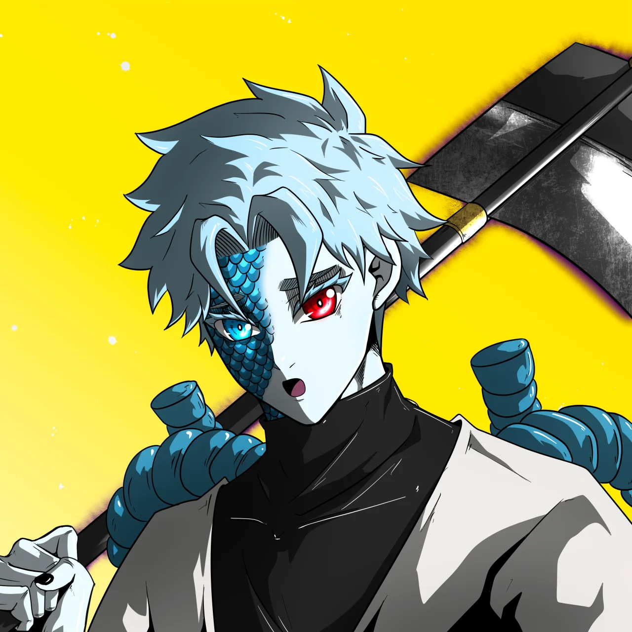 ALIEN #808. Alienzone digital collectible artwork. Eyes: Kôsaiishoku; Hair: Hankôteki; Mark: Shinrin.