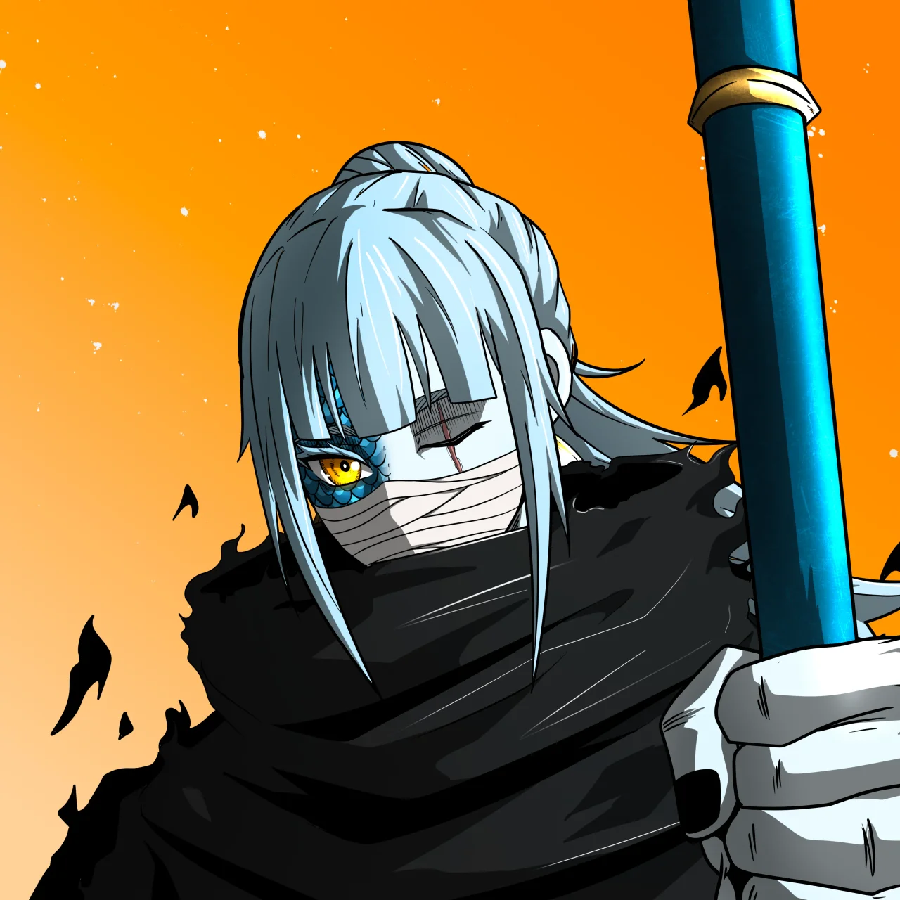 ALIEN #812. Illustration du NFT Alienzone. Eyes: Furukizu; Hair: Kêkan II; Mark: Shinrin.