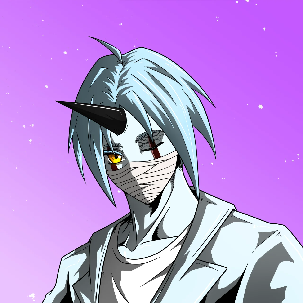 ALIEN #818. Alienzone digital collectible artwork. Eyes: Furukizu; Hair: Ikkakujû; Mark: Yaban.