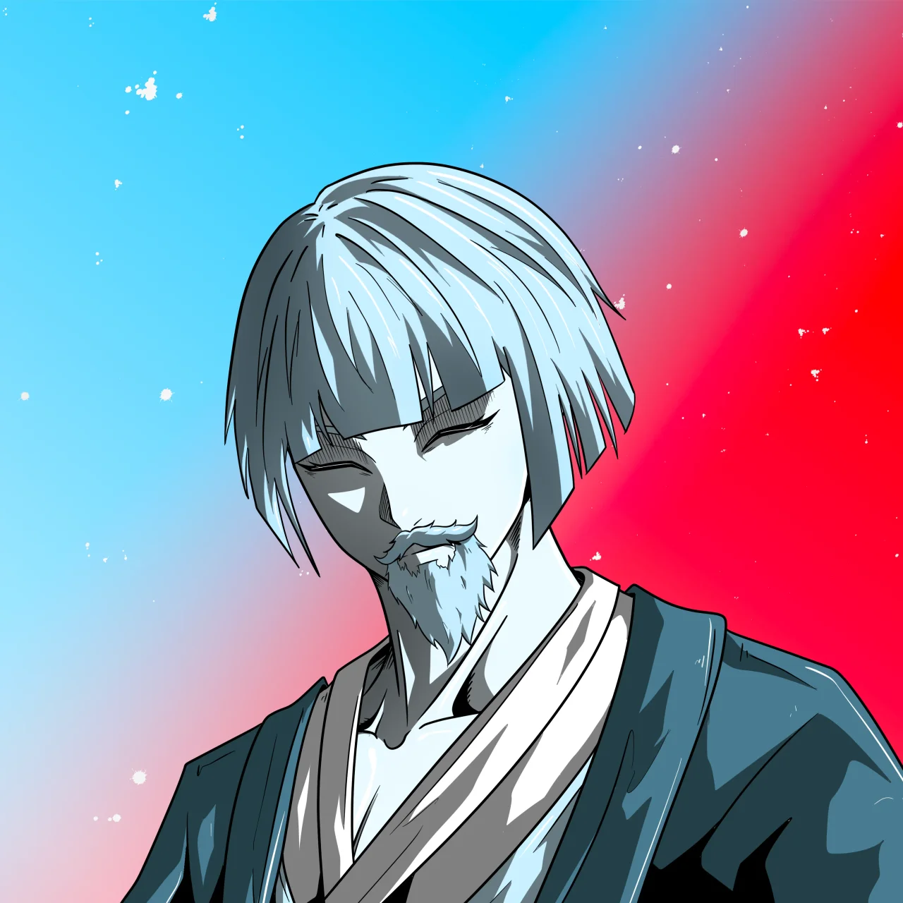 ALIEN #821. Illustration du NFT Alienzone. Eyes: Hêmoku; Hair: Taregami; Mark: None.