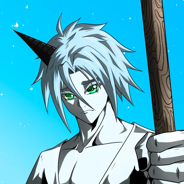 ALIEN #834. Illustration du NFT Alienzone. Eyes: Kôhaimoku; Hair: Anben; Mark: None.