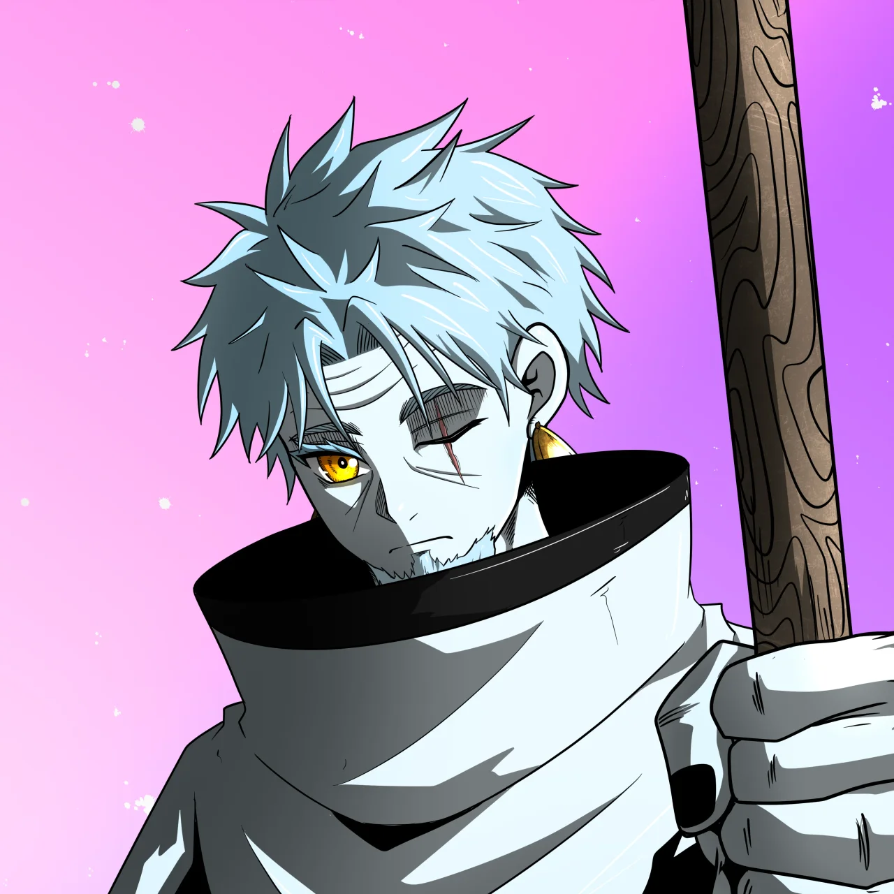 ALIEN #840. Alienzone digital collectible artwork. Eyes: Furukizu; Hair: Sanzoku; Mark: Senzo.