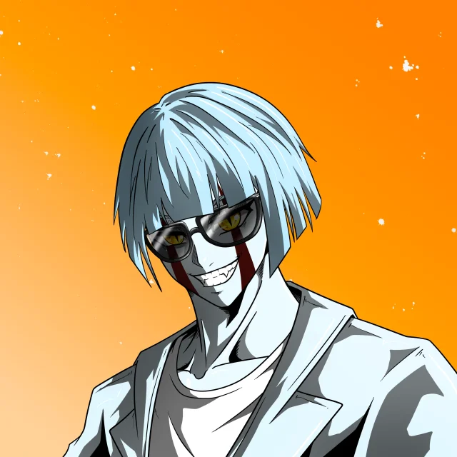 ALIEN #875. Alienzone digital collectible artwork. Eyes: Ryôshi; Hair: Taregami; Mark: Yaban.