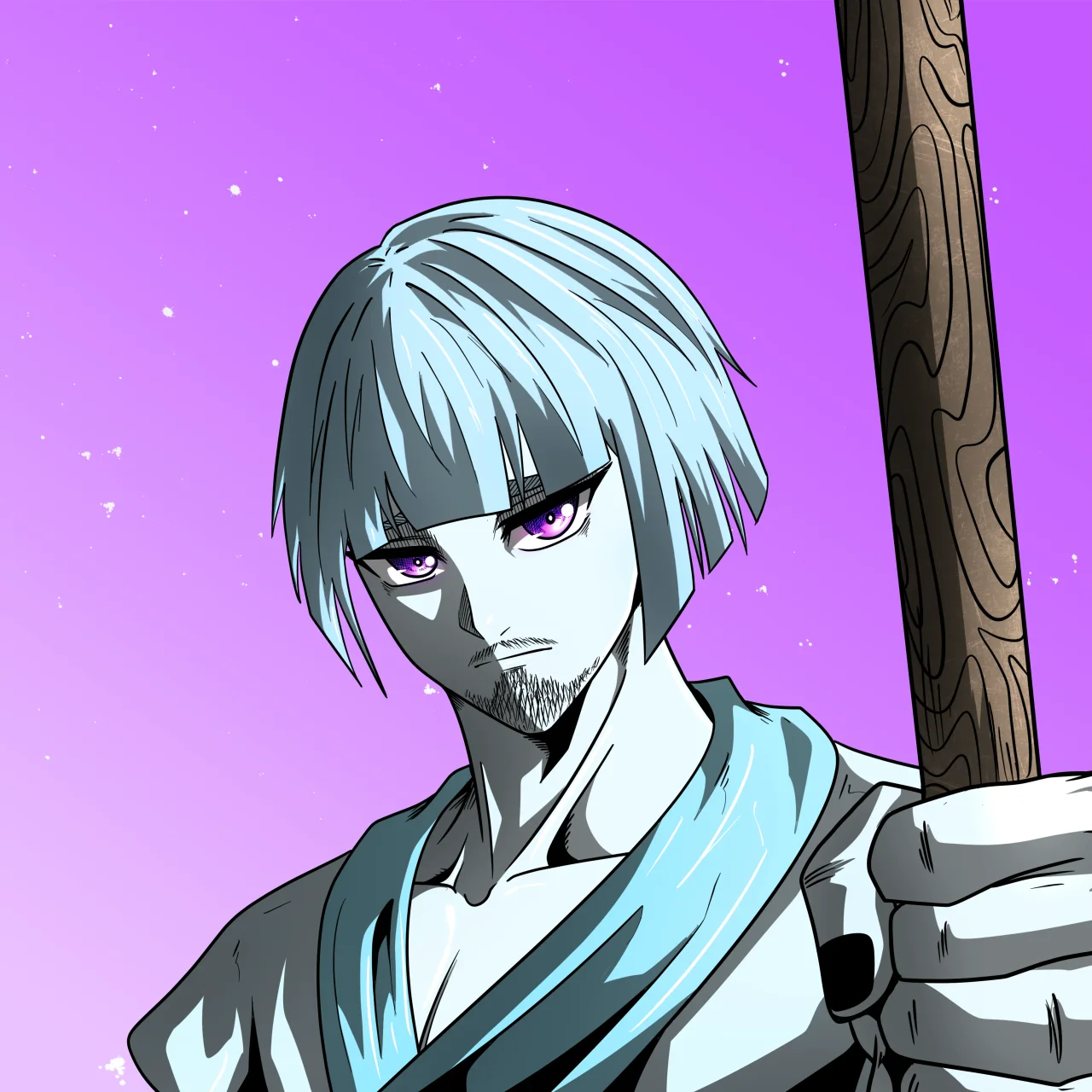 ALIEN #876. Illustration du NFT Alienzone. Eyes: Futâime; Hair: Taregami; Mark: None.