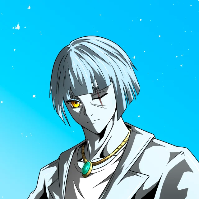 ALIEN #877. Alienzone digital collectible artwork. Eyes: Furukizu; Hair: Taregami; Mark: Senzo.
