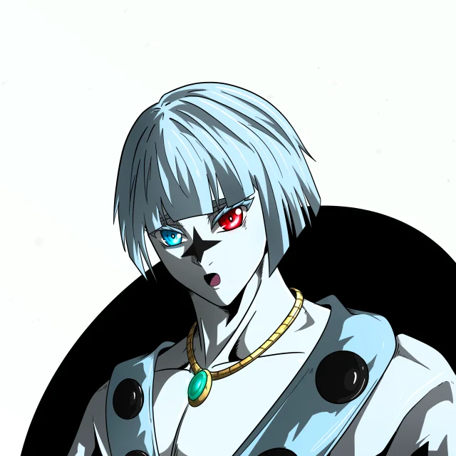 ALIEN #884. Alienzone digital collectible artwork. Eyes: Kôsaiishoku; Hair: Taregami; Mark: Seikoku.