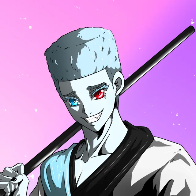 ALIEN #886. Alienzone digital collectible artwork. Eyes: Kôsaiishoku; Hair: Shikakui; Mark: None.