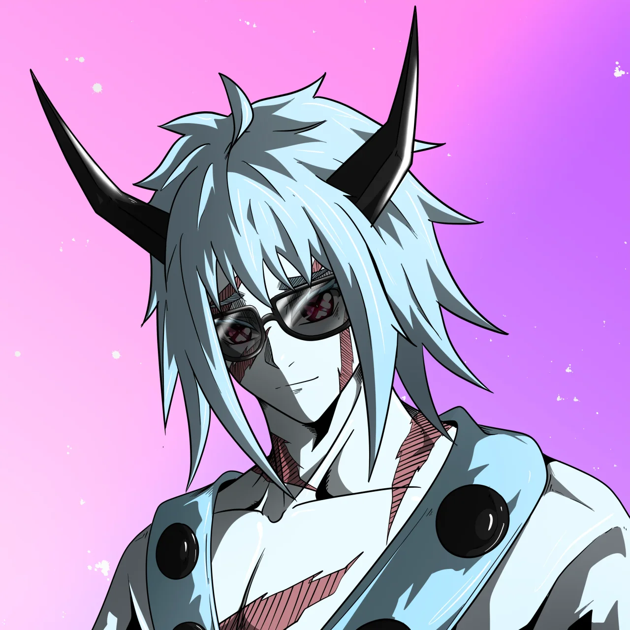 ALIEN #887. Alienzone digital collectible artwork. Eyes: Shinmoku; Hair: Akuma; Mark: Fushô.